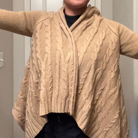 Camel Cable Knit Open Cardigan | Petite Small - Picture 11 of 15